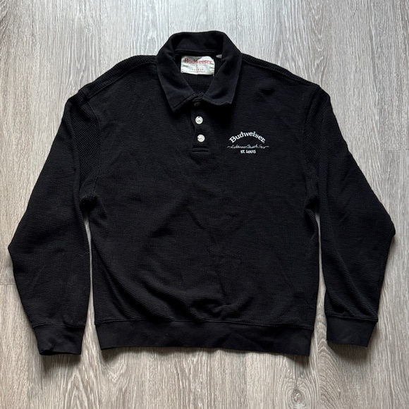Budweiser Black Long Sleeve Polo - Picture 1 of 4